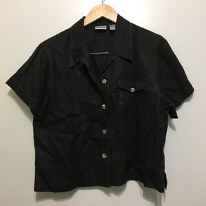 Chico’s Boxy Brown Linen Button Down Shirt